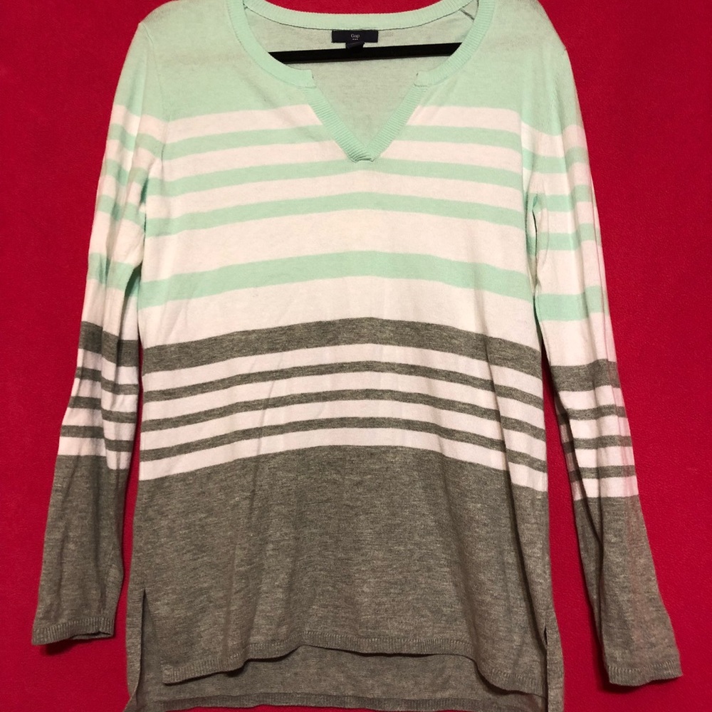 Gap Striped High Low Lightweight Sweater